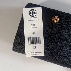 Tory Burch Black Emerson Bi Fold Wallet Great Condition